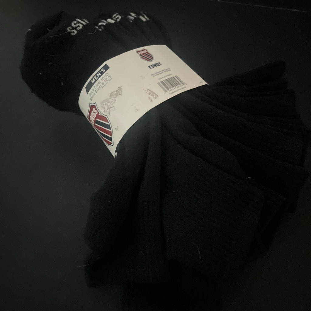 Mens Black Ankle Socks K-Swiss Black Athletic Socks - 6 Pack